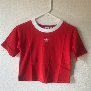 Adidas cropped top red tee